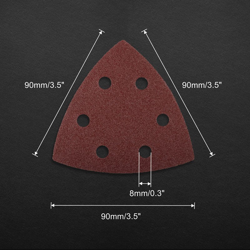 LEONTOOL 50 Pcs Triangle Sanding Pads 120 Grit 3-1/2 Inches