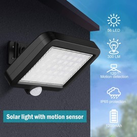 REDLIZARD Lampara Solar con Sensor de Movimiento, Luz solar Exterior de Jardin o Terraza 5 Metros de Cable 3 Modos de Luz