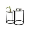 inoseen Round Glass Coffee Table Set 2 Black Nesting Table