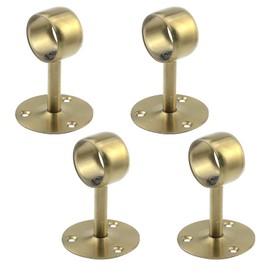 Antrader 4-Pack Stainless Steel 1.5" Diameter Wardrobe Closet Rod Rail Support Shelf Pipe Holder Socket Bracket,Gold