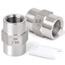 TAISHER 2 Pcs Forging of 304 Stainless Steel Pipe Fitting, Coupling, 1-Inch BSP Female Pipe x 1-Inch BSP Female Pipe, for Water Oill Air Gas