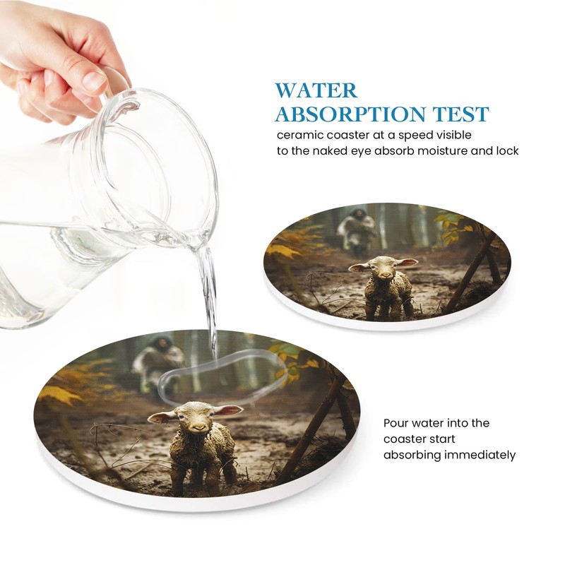 ubcindy Jesus Christian Art Coasters for Drinks Set of 6,Round