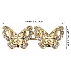 Penta Angel Jean Button Pins 4Pcs Detachable No Sew Butterfly Pant Waist Tightener Buckle Adjustable Instant Pant Buttons for Women Girls Loose Dress Skirt (Rhinestone Gold, Silver)