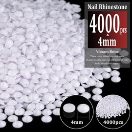 4000pcs 4mm Resin Rhinestones Bulk, White Flatback Round Jelly Rhinestones Bedazzling Non Hotfix Crystal Gems Large Quantity Wholesale for DIY Crafts Clothes Bottles Tumblers Face Makeup Manicure