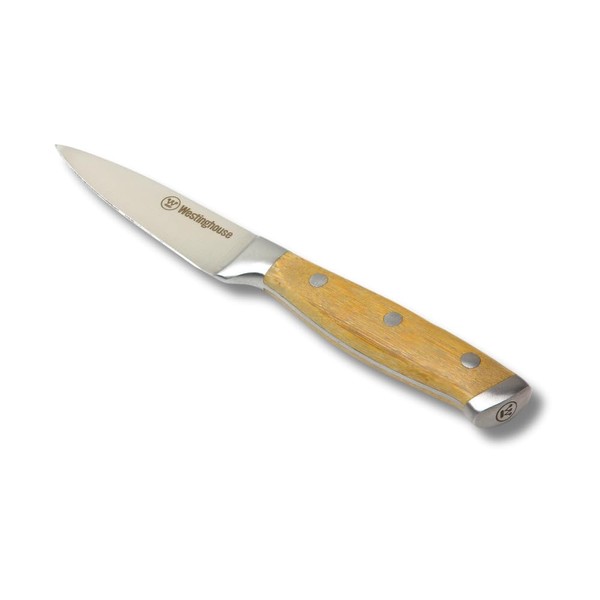 Westinghouse Paring Knife 8 cm Premium Stainless Steel Blade for Precise Cutting and Paring - Ideal for Fruits, Vegetables, and Meat - Rustic and Durable Design, Bamboo