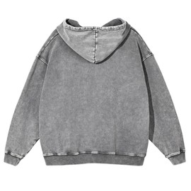 SnowElve Mens Hoodies Vintage Oversized Hoodie Acid Wash Couples Cotton Pullover Hoodies for Men Streetwear Sweatshirts(Grey,M)