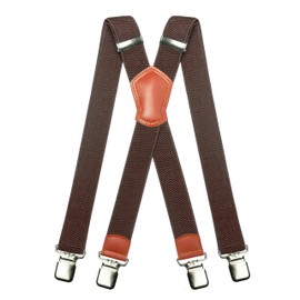 RBOCOTT Mens Coffee Braces with Very Strong Metal Clips 3.8cm Wide Heavy Duty Suspender(5)