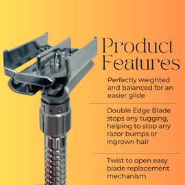 G.B.S Adjustable Double Edge Butterfly Razor Stainless Steel Knurled Handle Ergonomic Non Slip Grip
