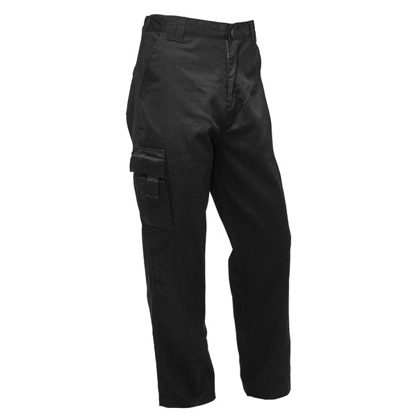 FNT Workwear Black Multi Pockets Men Cargo Combat Work Trousers Work Pants with Button & Zip Fly (34W / 29L, Black)