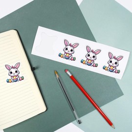 4 x Small 50mm 'Easter Bunny with Eggs Kawaii Style' Permanent Sticker Decals for Cars/Windows/Bins/Walls etc (DW00108144)