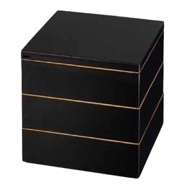 J-kitchens Excursion Lunch Box, Made in Japan, 3-Tier, 6 Size, Shichifuku, Black, 7.2 x 7.2 x 6.2 inches (18.2 x 18.2 x 15.7 cm)