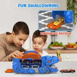 Dinosaur Toys for 2 3 4 5 Year Old Boys, 11 in 1 Adjustable Dinosaur Truck Toys for Kids 3-5 Years, with 10 Alloy Toy Cars, Dinosaur Toys for 3 4 5 6 7+ Year Old Boy Girls Toys & Gifts