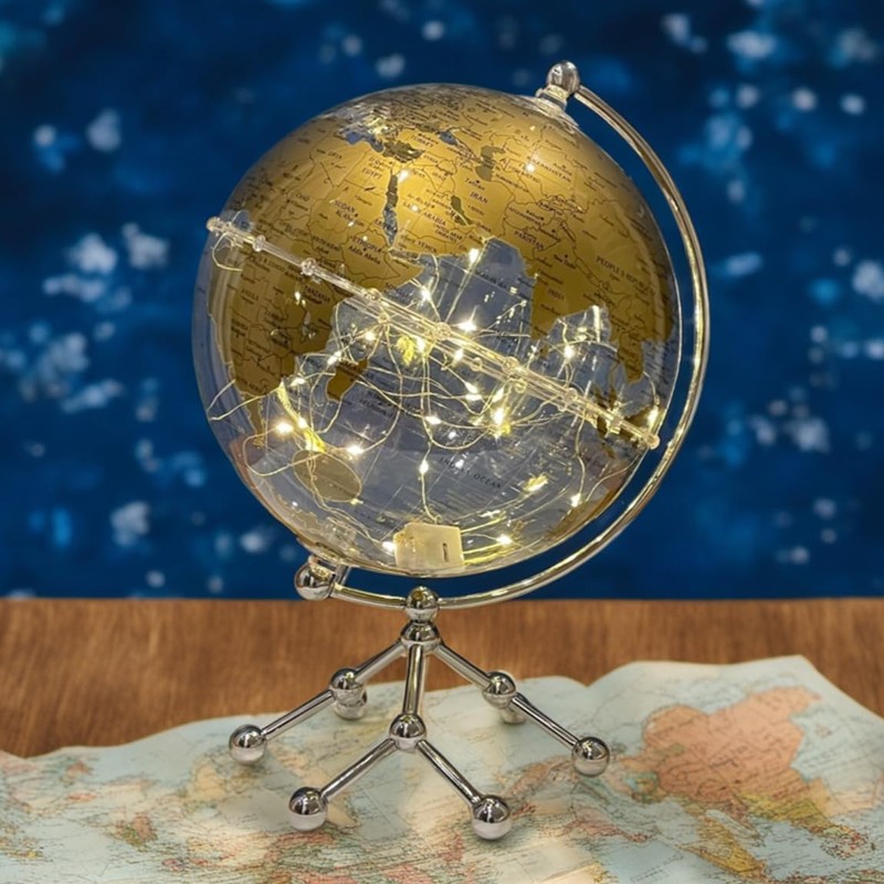 Golden Earth Globe, Globe Diam. 20 cm/7.9 inches, World Map,