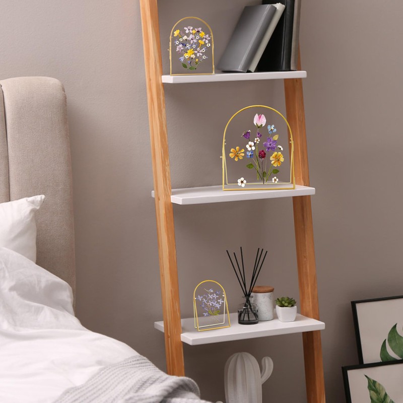 REDHUGO Double Glass Frame for Pressed Flowers Handmade, Metal Floating
