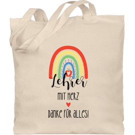 Shirtracer - Cotton Bag - Bags - Teacher with Heart Thank You for Everything | Thank You Teacher | Thank You Teacher | Thank You Gifts Teacher | Thank You Gift Teacher | Thank You for Teacher, 1