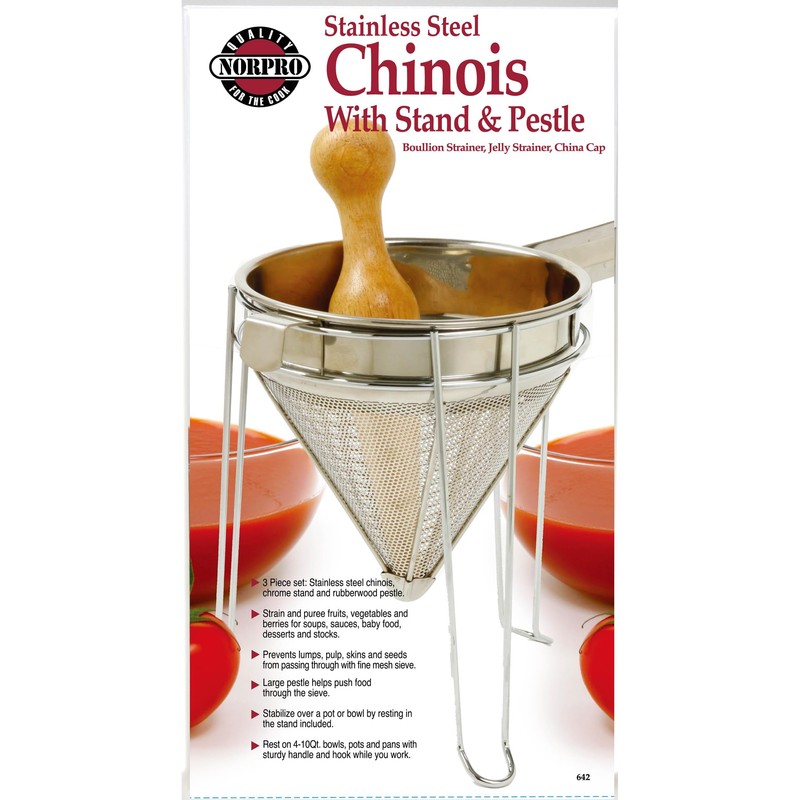 Norpro 642 Stainless Steel Chinois with Stand and Pestle Set,