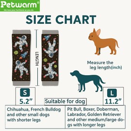 Petwarm Dog Recovery Leg Sleeves 4pcs Set Astronaut Print – Soft Anti-Lick Joint Support Wraps for Small Dogs, Cone-Free Surgery Protection, Grey, S