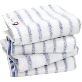 Imabari Towels, Face Towels, Set of 4, Soft, Instantly Absorbent, Quick Drying, Room Drying, 100% Cotton, Made in Japan, Imabari, Certified Hiorie Mist (Blue)