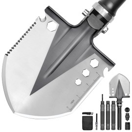 Yeacool Folding Shovel, Survival Shovels(40inch), Ultimate Survival Tool, Tactical Military Spade, Compact Entrenching Tool for Camping, Off Roading, Metal Detecting, Backpacking and Emergency