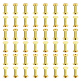 PATIKIL 50 Sets Chicago Screws, M5x15mm Chicago Screws Phillips Binding Post Screw Bolts Leather Rivets Brass Fasteners Connectors Steel for Leather Belt Scrapbook Photo Albums, Golden