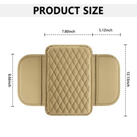 Upgraded Car Center Console Cover,Microfiber Leather Car Armrest Cover Cushion with 2 Storage Bags,Universal Car Armrest Storage Box Car Interior Accessories for Most Vehicles (Beige)