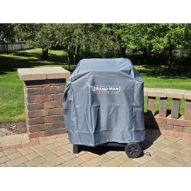 Brand-Man 3-Burner Propane Grill Cover, Custom Fit for BMBRON2-3B Model, Heavy Duty Barbecue Grill Cover for Outdoor, Waterproof, Weather Resistant, UV & Fade Resistant with Adjustable Drawstring