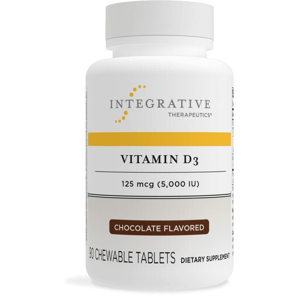 Integrative Therapeutics Vitamin D3 125 mcg - 5,000 IU – Immune Support Supplement* - Healthy Bone Support* - Gluten Free - 90 Chocolate Flavored Chewables