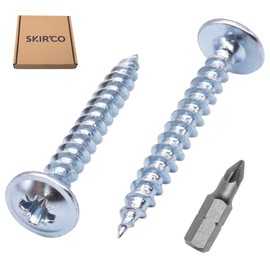 SKIR'CO (Pack of 80) Galvanised Steel 4.0 x 30mm Silver Wood Screws Metal Screws Wafer Head Pozi Self Tapping