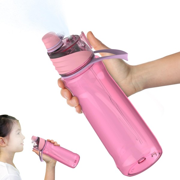 FEIJIAN Mist Water Bottle,22oz Sports Water Bottle with 2-IN-1 Mist