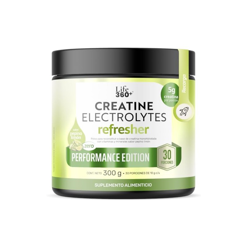 LIFE 360+ Creatine Electrolytes Refresher 300 Gramos | Sabor Pepino