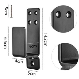 Door Barricade Brackets, Granmagazz 2 Pcs Door Latch Safety Bracket, Drop Open Bar Holder for Home Security, Bar Brackets Prevent Unauthorized Entry, Carbon Steel,Black