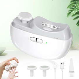 Automatic Nail Clipper Electric Nail Trimmer Polisher 2 in 1 Portable Fingernail Cutter with Light 2 Speeds File Nail Clip Storage Rechargeable Safety Trimmer for Baby Kids Adults Seniors