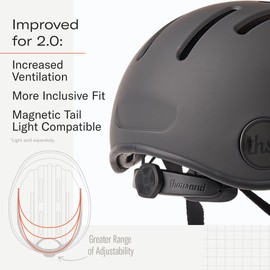 Thousand Heritage 2.0 Adult Bike Helmet; The Original Low Profile Retro Commuter Cycling Helmet Safety Certified for Bicycle Skateboard Skating Roller Skates; for Men & Women (Stealth Black, M)