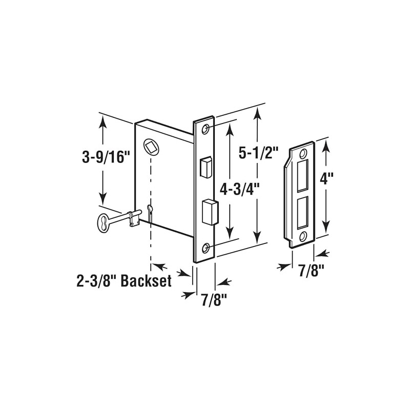 Prime-Line E 22947 Vintage Style Indoor Mortise Lock Assembly Kit