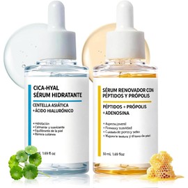 2PC Centella Asiatica Suero y CICA Pptidos Propleo Suero, 2 En 1 Kit de Srum , Cuidado Antiedad y Reparador, Luminosidad y Piel Radiante, Frmula Hipoalergnica para Todo Tipo de Piel (1 Centella y 1 Pptidos)