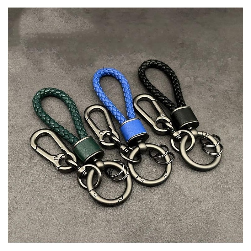 Rockyu Keychain, Men's, Women's, Genuine Leather, Braided Leather Key Ring,