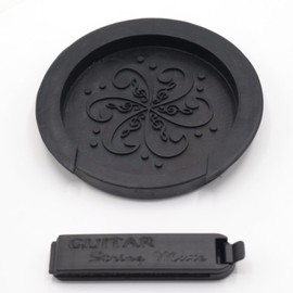 Cheerock Acoustic Guitar Mute & Soundhole Cover, 2-Pack Rubber Effective String Silencer & Feedback Buster, Compatible with 4-Inch Soundholes - Black