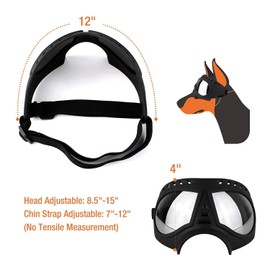 PETLESO Dog Goggles Large Breed, Dog Sunglasses Large Breed UV Protection Sunglasses for Dog Eye Protection for Outdoor Driving Cycling, Black