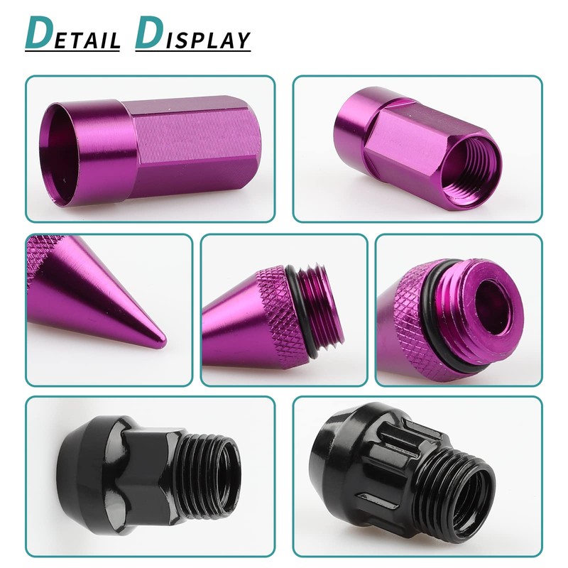 YeshineAuto M14X1.5 Spikes Lug Nuts, 24PCS Anti Theft Wheel Lug