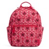 Vera Bradley Women's Small Backpack Bookbag, Imperial Hearts Red-Recycled Cotton,