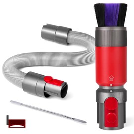 Dusting Brush & Flexible Extension Hose Compatible with Dyson Outsize/ V7/ V8/ V10/ V11/ V15 Vacuum Cleaner Self-cleaning Soft Bristles, Cordless Vacuum Accessaries with Trigger Lock