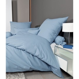 Janine Mako Soft Seersucker Bed Linen Plain Piano 135 x 200 cm + Pillowcase 80 x 80 cm Pearl Blue