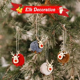 BNGXR Christmas Tree Pendant Christmas Decoration Elk Christmas Tree Decorations Children Christmas Decoration Tree Decoration Reindeer Felt Wood Christmas in Elk Design Small Decorations Plush (Pack