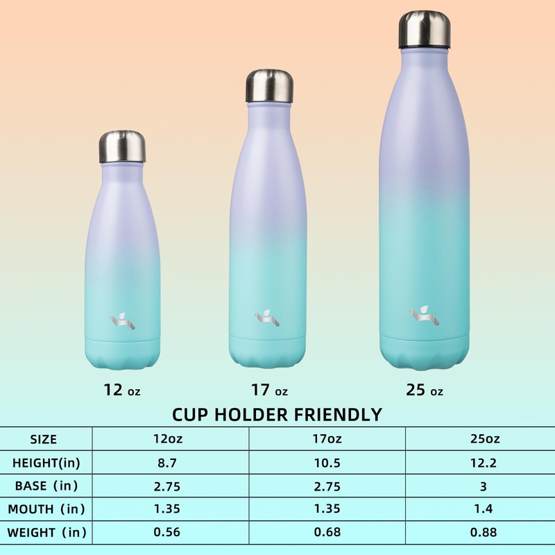 Konokyo Insulated Water Bottles,25 oz Double Wall Stainless Steel Vacumm