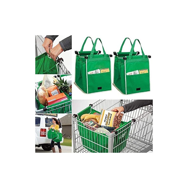 BrilliantJo Set of 2 Reusable Shallow Supermarket Grocery Shopping Trolley