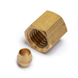 LTWFITTING 1/8-Inch Brass Compression Sleeves Ferrule with 1/8-Inch Compression Nut, Brass Compression Fitting(Pack of 75)