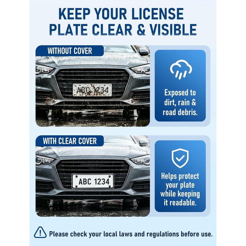 2 Pack Clear License Plate Protector for US Standard Plates,