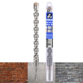 SOMADA 1-Inch x 12-Inch SDS Plus Long Drill SDS-Plus Rotary Hammer Drill Bit 4-Cutter Carbide Tip for Concrete, Brick, Stone and Masonry Drilling