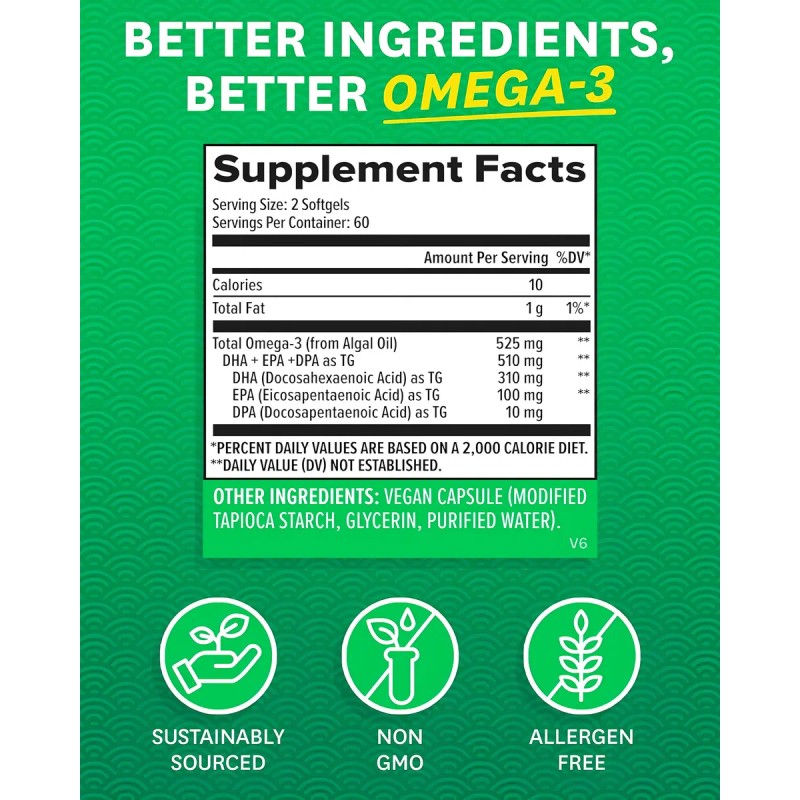 Zenwise Omega 3 Vegano 475 Mg 120 Softgels Sabor Sin