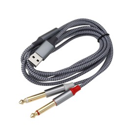 eMagTech USB A to 6.35 mm Cable USB A to Dual 6.35 mm 1/4 Inch TS Audio Cable AUX Y Splitter Cable for Smartphone Tablet Laptop Amplifier Speaker